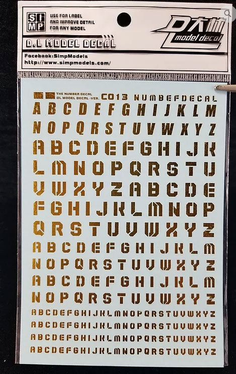 HiRes Water Slide Decal #A13 Letters Metallic Gold