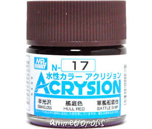Mr. Hobby Acrysion N17 - Hull Red (Semi-Gloss/Battle Ship) Bottle Paint
