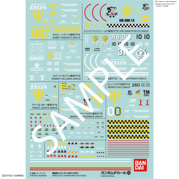 Gundam Decal #110 - Mobile Suit Gundam MSV Multiuse 1