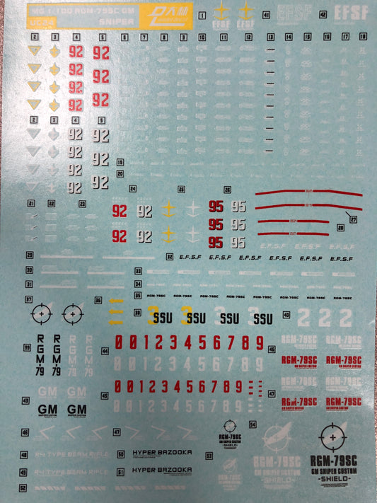 HiRes Water Slide Decal #E20 MG 1/100 RGM-79SC GM Sniper