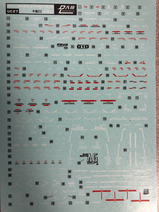 HiRes Water Slide Decal #E21 MG 1/100 MSZ-010 ZZ Gundam Ver, Ka