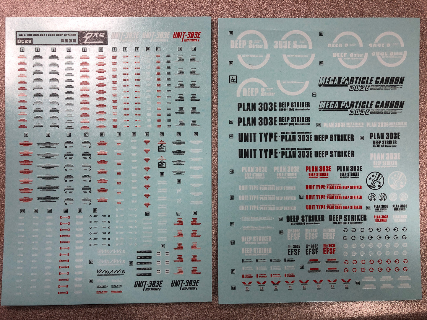 HiRes Water Slide Decal #E22 MG 1/100 EX-S MSA0011 303E Deep Striker