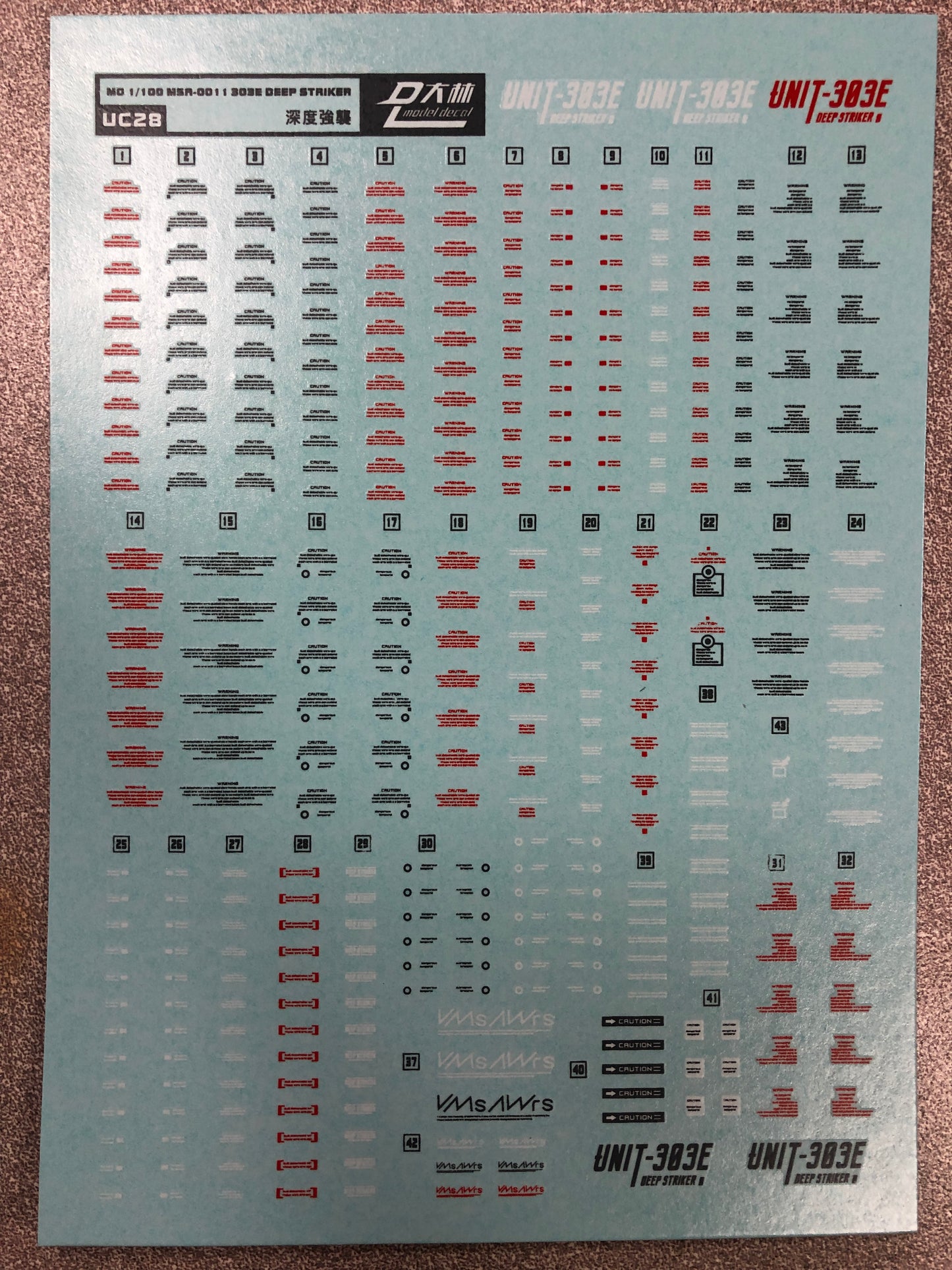 HiRes Water Slide Decal #E22 MG 1/100 EX-S MSA0011 303E Deep Striker