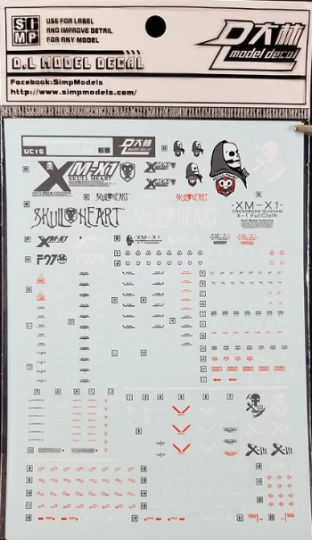HiRes Water Slide Decal #E15 MG 1/100 Crossbone Gundam Full Cloth